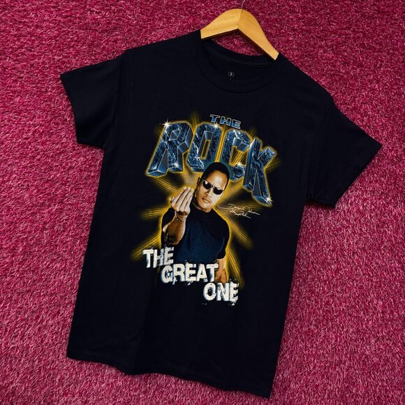 WWE Dwayne The Rock Johnson The Great One Navy T-Shirt Small - Picture 3 of 4